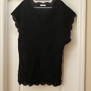 Marysia black scalloped beach cover up